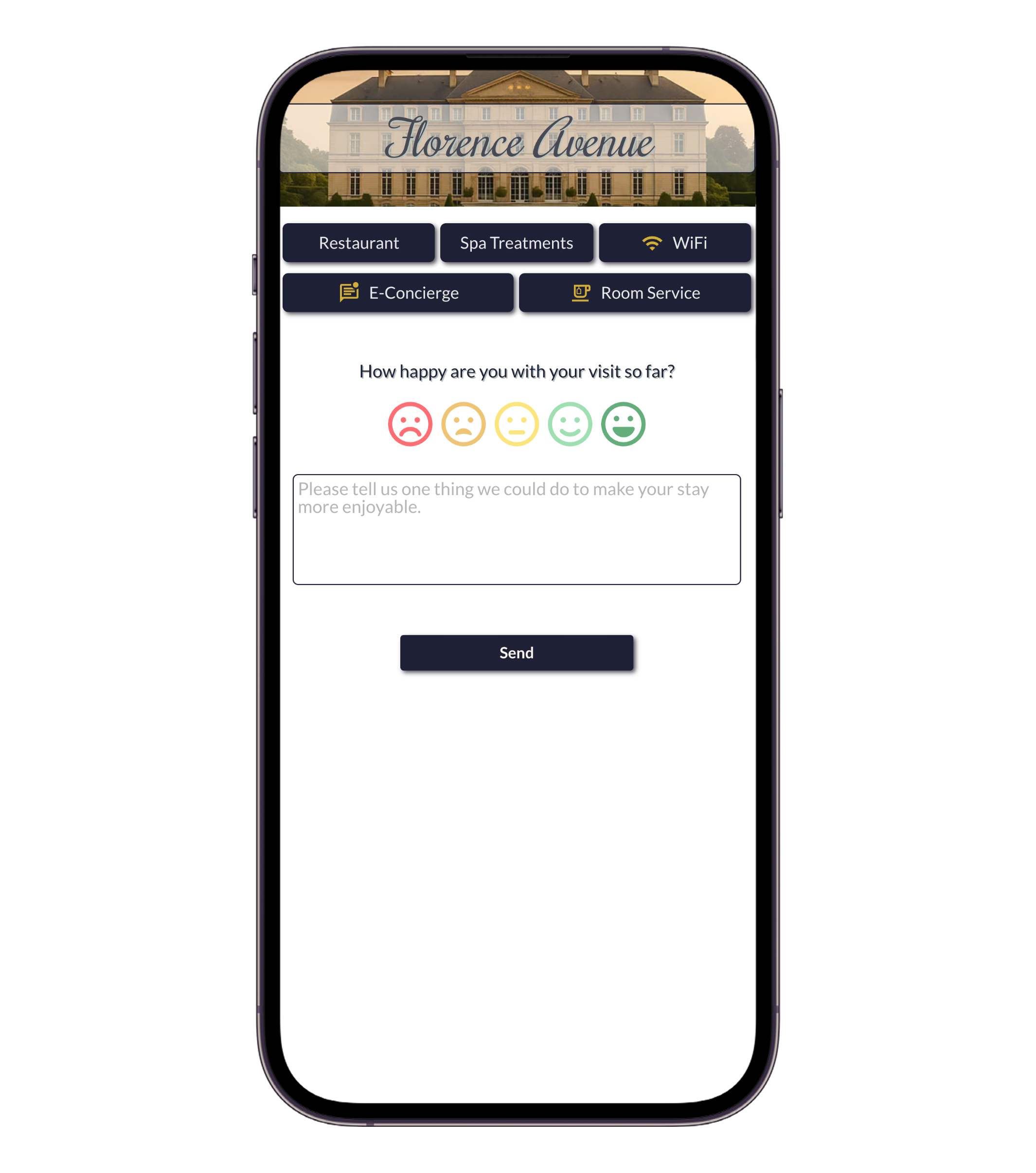 Guest feedback form with emoji sentiment rating